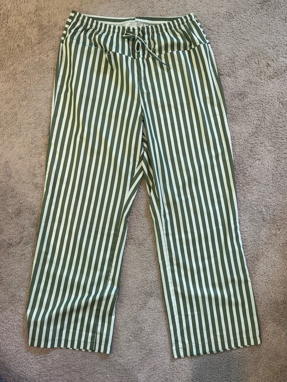 Amazon Silky Green and White Striped Track Pants